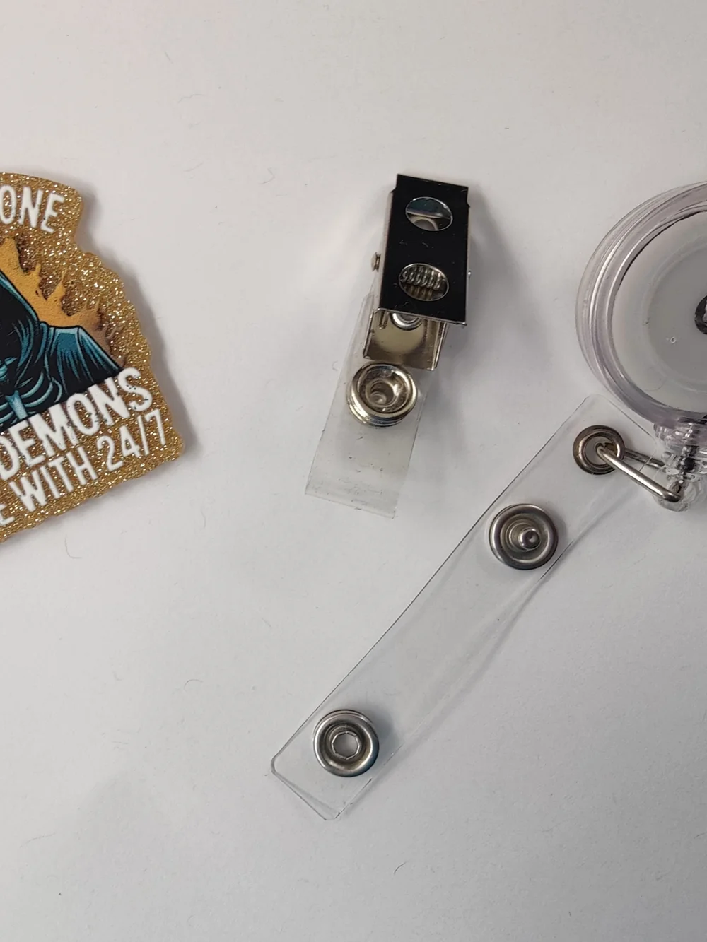 Handmade Badge Reel- Never Alone